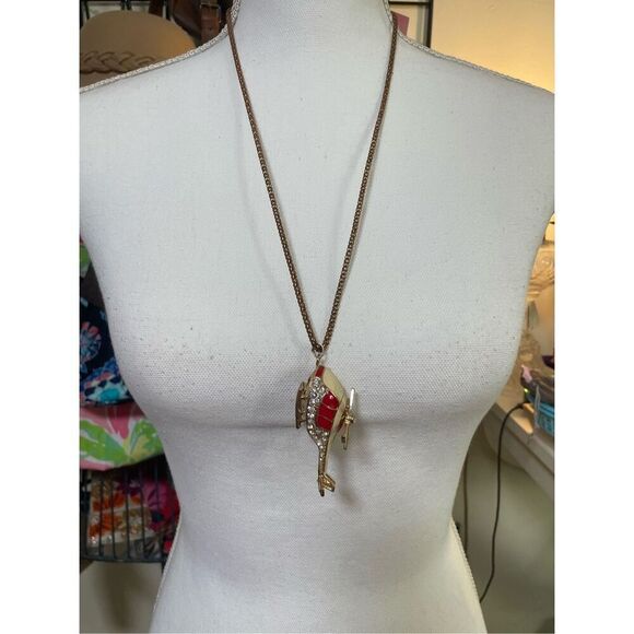 NWT BETSEY JOHNSON RHINESTONE HELICOPTER CHOPPER NECKLACE 3D & Propeller Spins - Picture 3 of 14